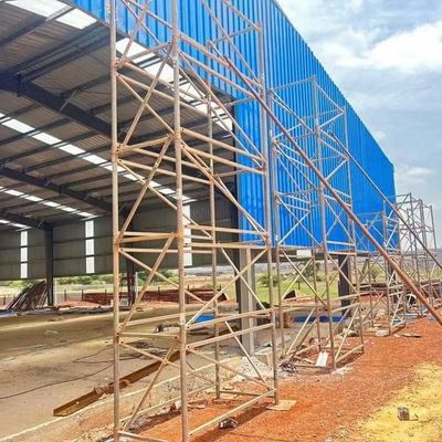 পেইন্ট বা গ্যালভানাইজড এইচ স্টিলের ফ্রেম সহ আইসোলেটেড প্রিফ্যাব্রিকেটেড স্টিলের কর্মশালা